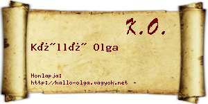 Kálló Olga névjegykártya